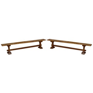 Set of French Oak Monastic Community Benches, 1890s For Sale