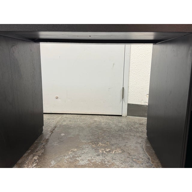 Black Mermelada Estudio for Cb2 Reid Oval Black Wood Storage Desk For Sale - Image 8 of 12