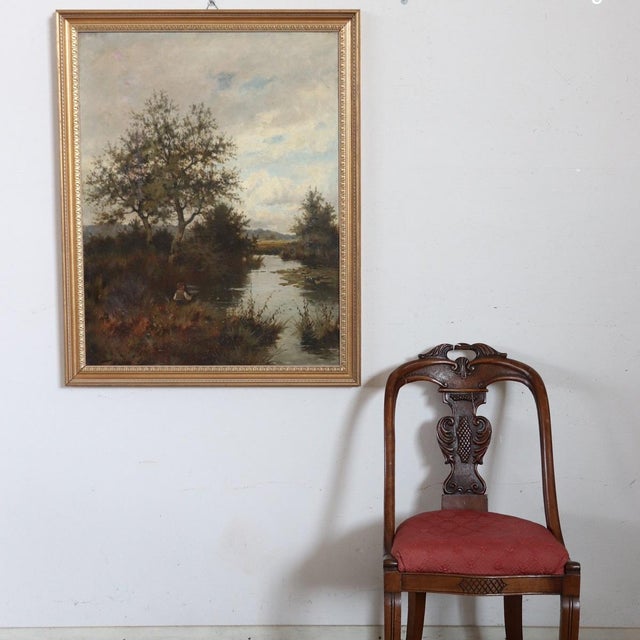 J. Paulman, River Landscape, Oil Painting on Canvas, Late 19th Century, Framed For Sale - Image 8 of 15