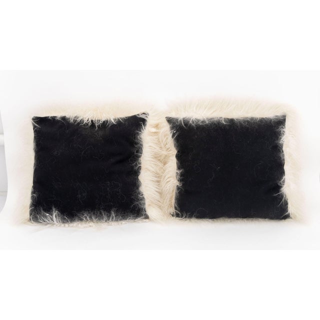 White Mongolian Lamb Pillows, Pair For Sale In New York - Image 6 of 6