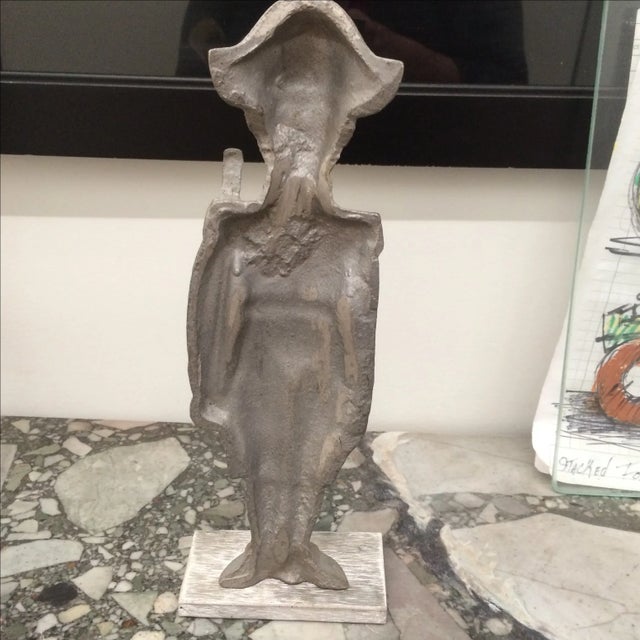 English Vintage Metal Soldier Figure on Base For Sale - Image 3 of 7