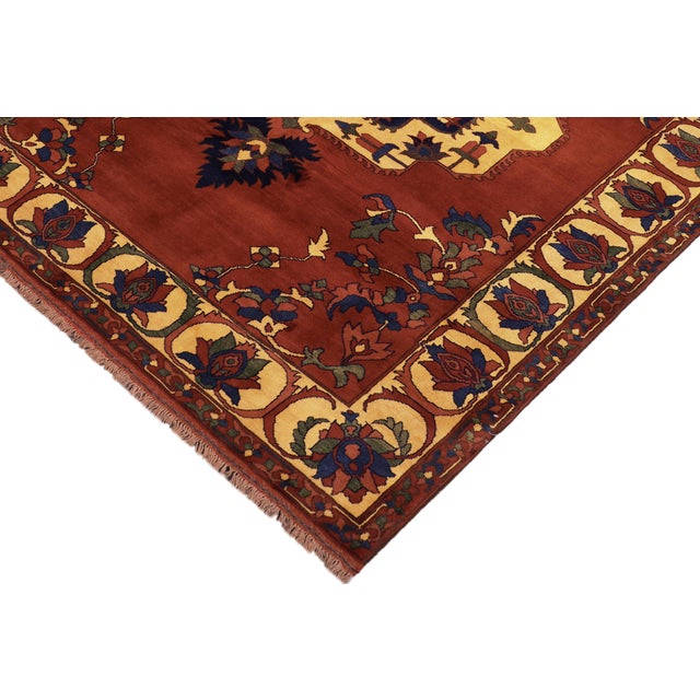 Tribal Kargahi 1980's Rust/Gold Wool Rug - 7'1'' X 9'10'' For Sale - Image 4 of 10