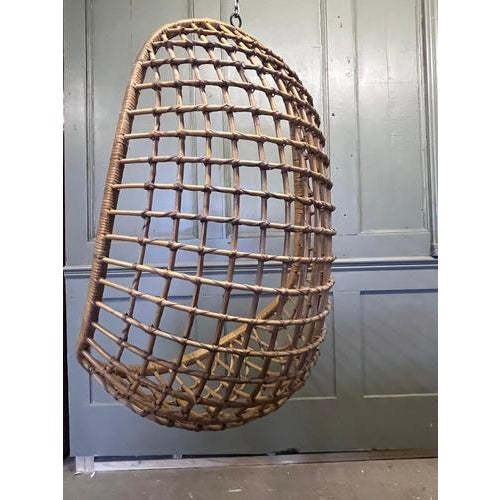 Mid-Century Hanging Bamboo and Rattan Egg Chair For Sale - Image 4 of 9