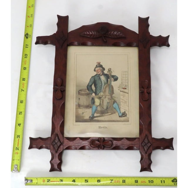 Antique American Victorian Folk Art Hand Carved Mahogany Picture Frame For Sale - Image 11 of 13