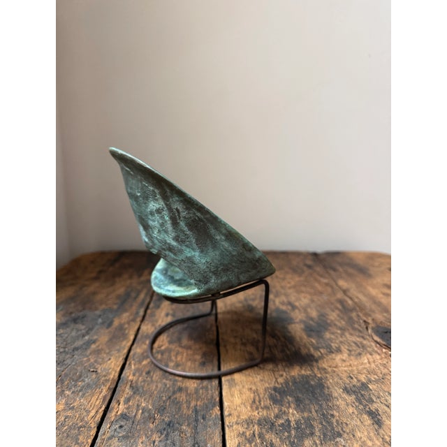 Metal 1970s Solid Bronze Chair Sculpture on Wire Base For Sale - Image 7 of 11