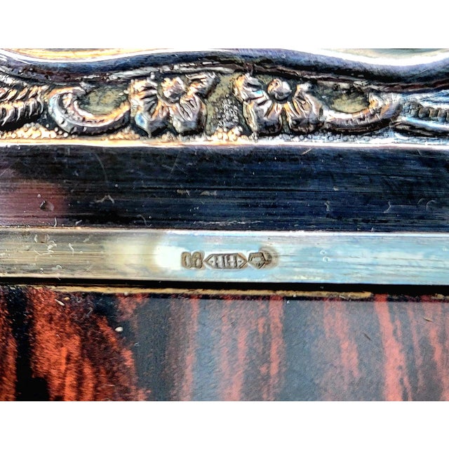 Rococo Mid-Century Modern Dutch Silver-Plated and Mahogany Serving Tray by Hooijkaas of Schoonhoven, 1950s For Sale - Image 3 of 18