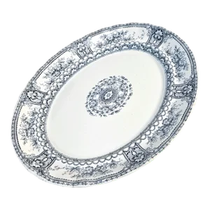 F. Winkle & Co. “Brisbane” Blue Transferware Oval Platter, England, c.1890s–1910s