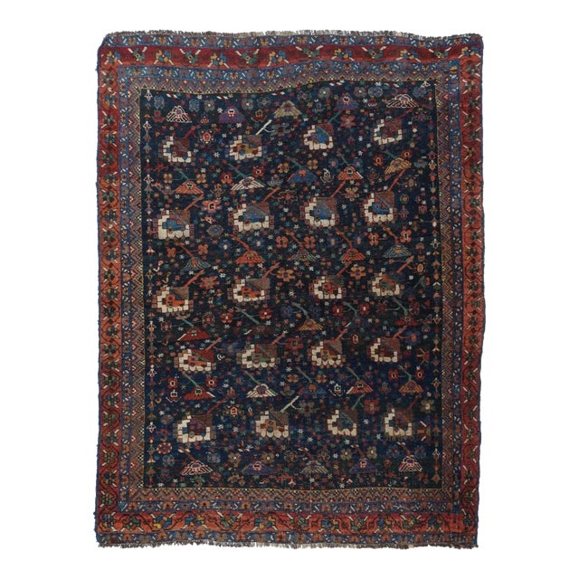 Antique Bidjar Rug 4'3'' x 5'6'' For Sale