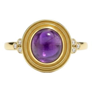 Vintage Inspired Amethyst and Topaz Ring in Silver, Gold, Size 6 For Sale