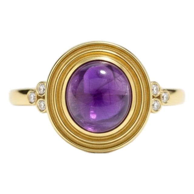 Vintage Inspired Amethyst and Topaz Ring in Silver, Gold, Size 6 For Sale