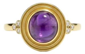 Vintage Inspired Amethyst and Topaz Ring in Silver, Gold, Size 6