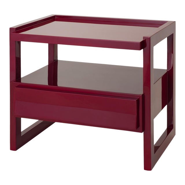 Hudson Nightstand in Bordeaux Red Rita Konig for The Lacquer Company