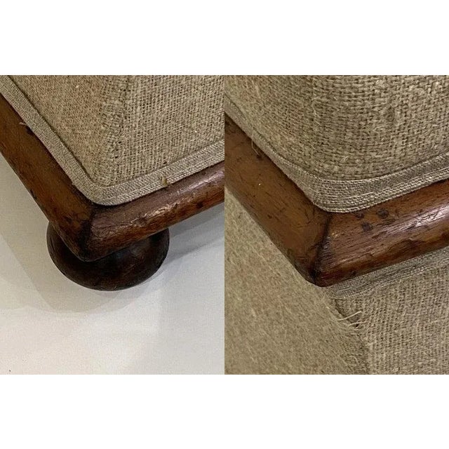 English Upholstered Trunk or Pouffe Ottoman Seat on Casters For Sale - Image 10 of 13
