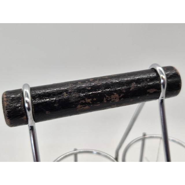 Wood Vintage 6-Bottle Rack in Chrome-Plated Steel and Wood from Zack, 1980s For Sale - Image 7 of 11