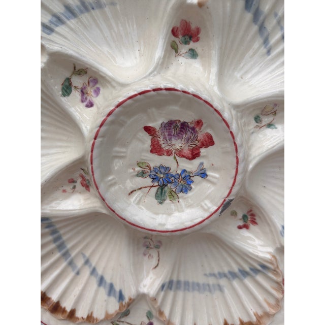 French 19th Century Majolica Oyster Flowers Plate Longchamp For Sale - Image 3 of 5