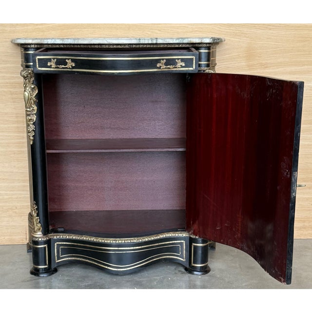 Mid 19th Century French 19th Century Napoleon III Period Cabinet with metal inlays For Sale - Image 5 of 18