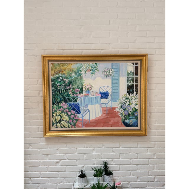 "Patio Scene" Oil Painting by Lloyd Van Pitterson For Sale - Image 11 of 13