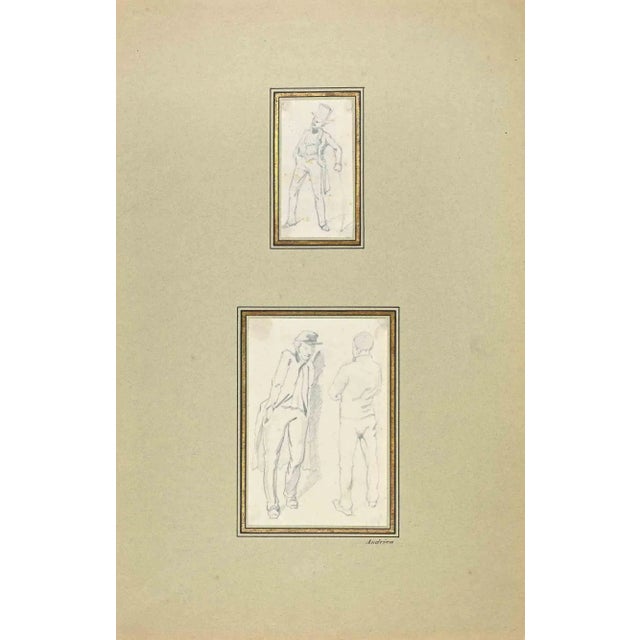 Pierre Andrieu, Figures, Original Drawing, 19th-Century For Sale - Image 3 of 3