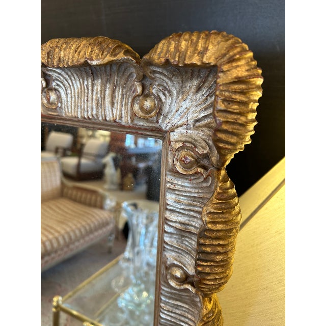 Hand-Carved Gilt Scalloped Mirror by Morgan, Italian Design For Sale - Image 10 of 11
