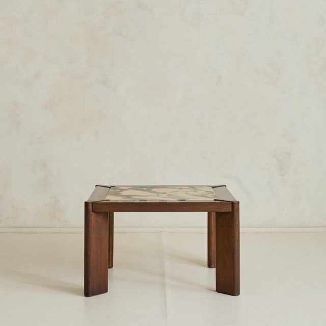 Belgian Marble + Oak Side Table, 1976 - 2 Available For Sale In Chicago - Image 6 of 11