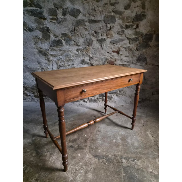 Antique Elm Writing Table with Large Drawer, France, 1920s For Sale - Image 18 of 18