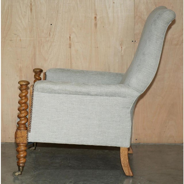 Antique Scottish Victorian Barley Twist Library Lounge Chair For Sale - Image 12 of 18
