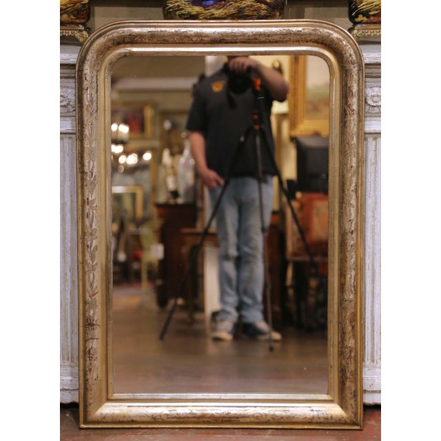Late 19th Century 19th Century French Louis Philippe Silver Leaf Mirror With Gilt Accents For Sale - Image 5 of 7