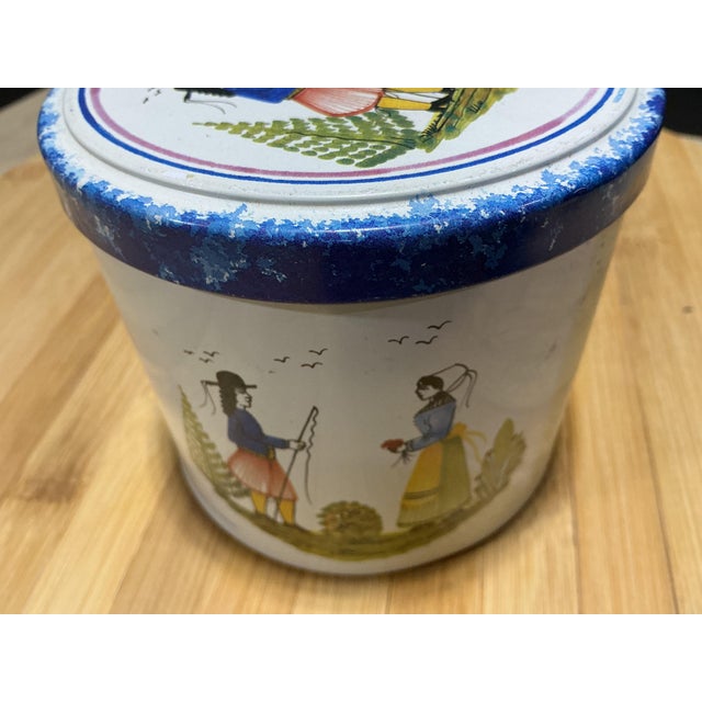 Blue Vintage French Hb Henriot Quimper Faience Shell Dish & Matching Massilly Tin Set For Sale - Image 8 of 13