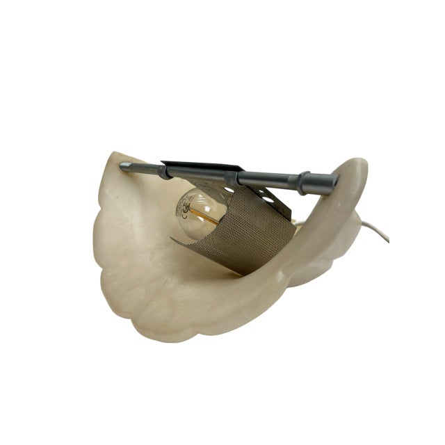 Stone Art Deco Fluted Tulip Form Alabaster Wall Lights, Aljuna Spain, 1970s, Set of 2 For Sale - Image 7 of 8