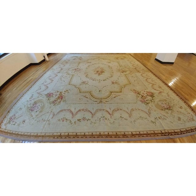 Textile Antique French Aubusson Carpet, Fine Pale Pink, Rose, Taupe, Elegant Carpet For Sale - Image 7 of 18