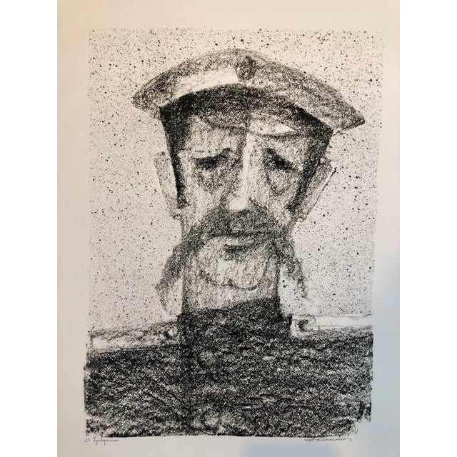 Mid 20th Century Anatoli Lvovich Kaplan, Vintage Russian Ukrainian Shtetl Scene Judaica Lithograph Jewish Portrait, 1957-1961 For Sale - Image 5 of 6