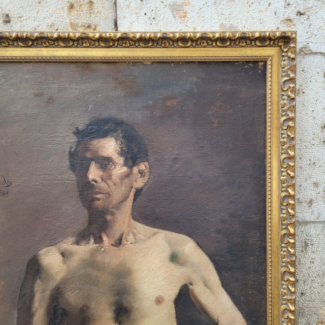 José Acevedo, Nude Male Torso, 1880, Oil Painting on Canvas, Framed For Sale - Image 18 of 18
