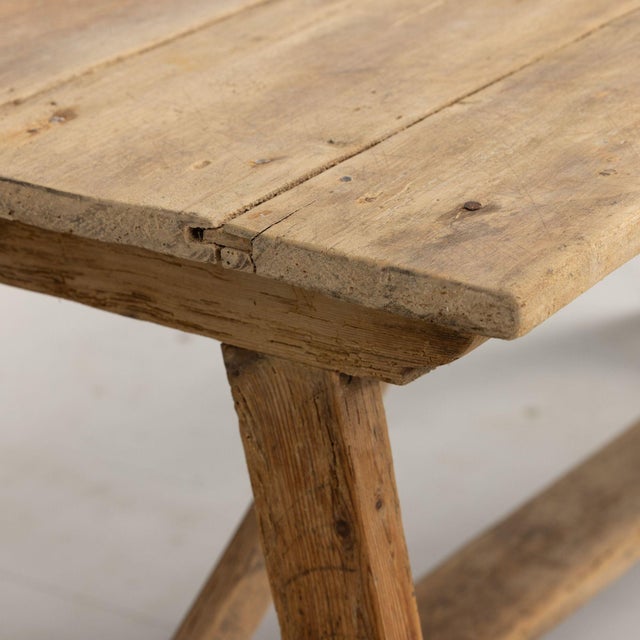 Early 19th C. Italian Pine Trestle Table in Original Patina For Sale - Image 15 of 17