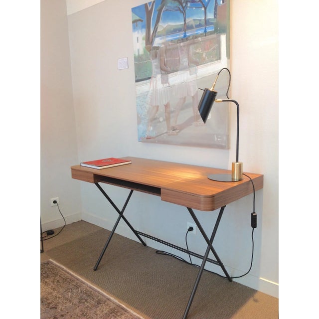 Cosimo Desk with Walnut Veneer Top & Dark Brown Frame by Marco Zanuso Jr. for Adentro, 2017 For Sale - Image 9 of 11