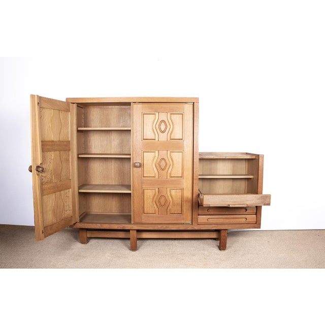 Mid-Century Modern Double Buffet in Oak with Earthenware Tiles by Boleslaw Danikowski for Guillerme et Chambron / Votre Maison, 1960s For Sale - Image 3 of 18