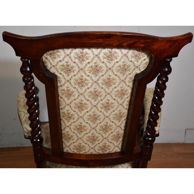 1870 Antique George Hunzinger Barley Twist Mahogany Platform Rocking Chair For Sale - Image 12 of 16