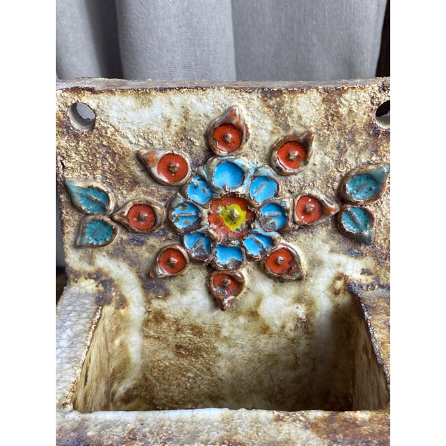 Blue Vallauris Ceramic Wall Planter by La Roue, 1950s For Sale - Image 8 of 18