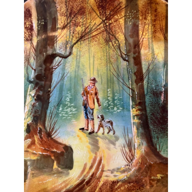 Ceramic Mid-Century French Limoges Painted Porcelain Wall Platters- Set of 3 For Sale - Image 7 of 11