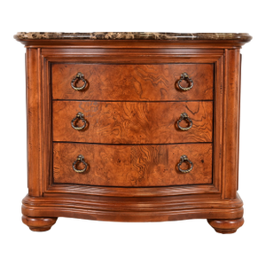Thomasville French Louis Philippe Burl Wood Marble Top Three-Drawer Dresser Chest