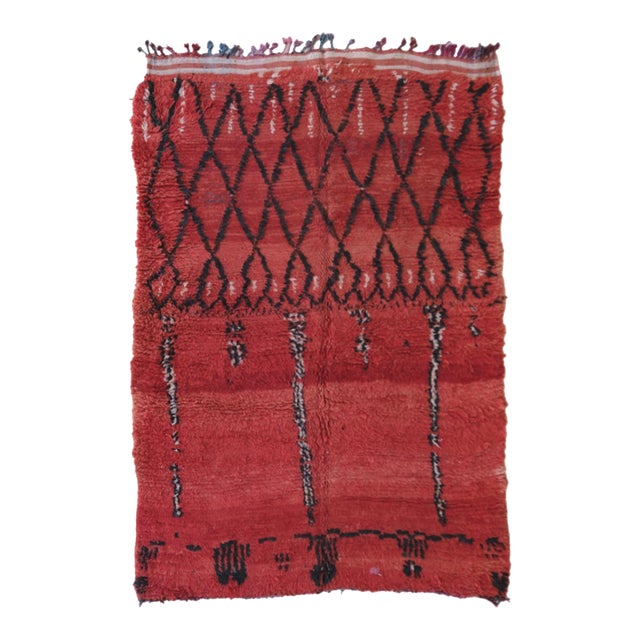 Red Abstract Moroccan Rug For Sale