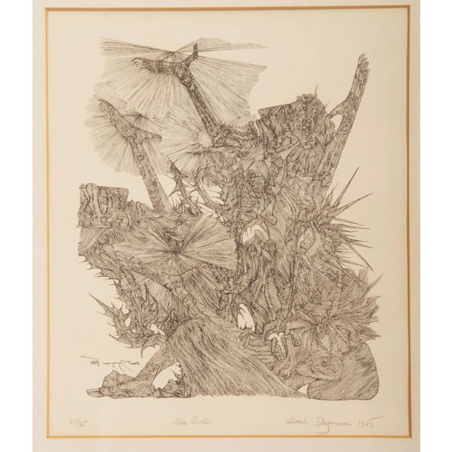 - 'Zum Licht' Etching by Ernst Degasperi - Number 43/65 from 1972 - Print only measures 30 x 35 cm - Aluminum frame with...