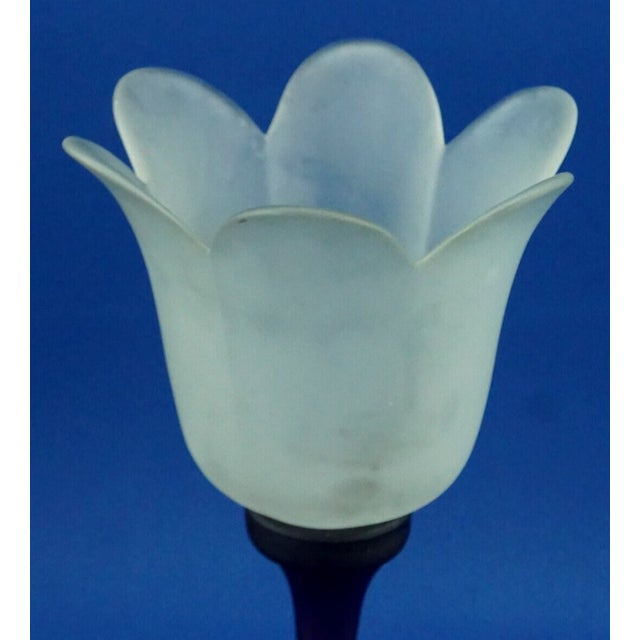 Tulip-Shaped Blue and White Murano Opaline Glass Vase by Alfedo Barbini, Italy, 1950s For Sale - Image 9 of 18