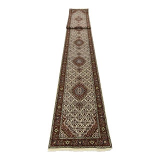 Tabriz Mahi Runner 2’9” X 27’1” Ivory Wool Traditional Hand-Knotted Rug For Sale