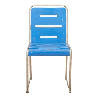 Vintage Garden Chair in Steel, Plywood, and Wood Slats For Sale