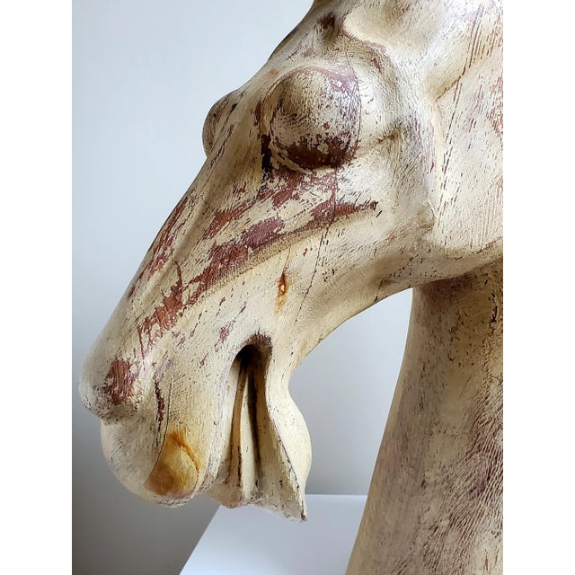 Early 20th Century Hand Carved Wood Camel Head Sculpture For Sale - Image 10 of 13