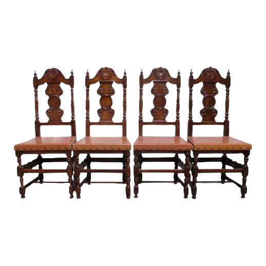 Antique Spanish Carved Dining Chairs Set of 4 Chairish