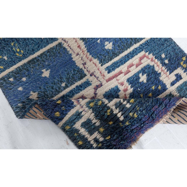 Doris Leslie Blau Mid-20th Century Swedish Navy, Red Handmade Pile Rug For Sale - Image 4 of 9