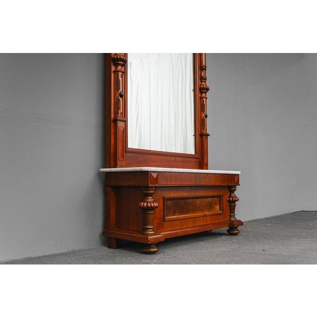 Gründerzeit Standing Mirror with Console in Walnut, 1800s For Sale - Image 6 of 18