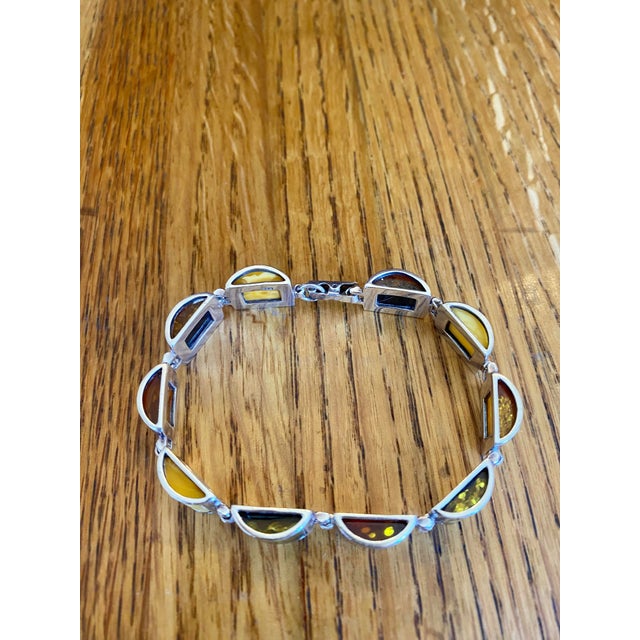 Multiple Hues of Amber + Sterling Silver Link Bracelet For Sale - Image 11 of 12