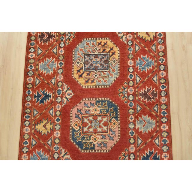 2020s Kazak Runner 2’6” X 9’10” Red Wool Tribal Hand-Knotted Oriental Rug For Sale - Image 5 of 12
